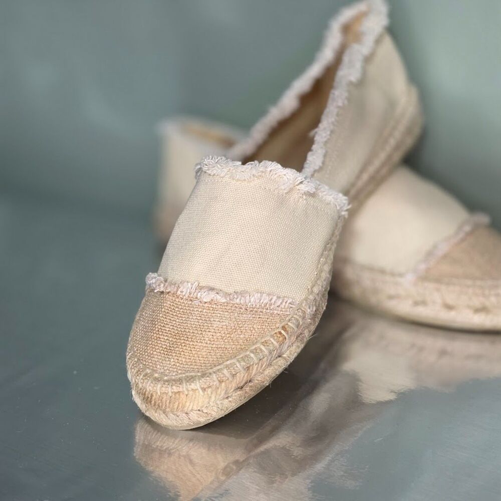 Castañer Kampala Flat Canvas Espadrilles Ivory Size: 8